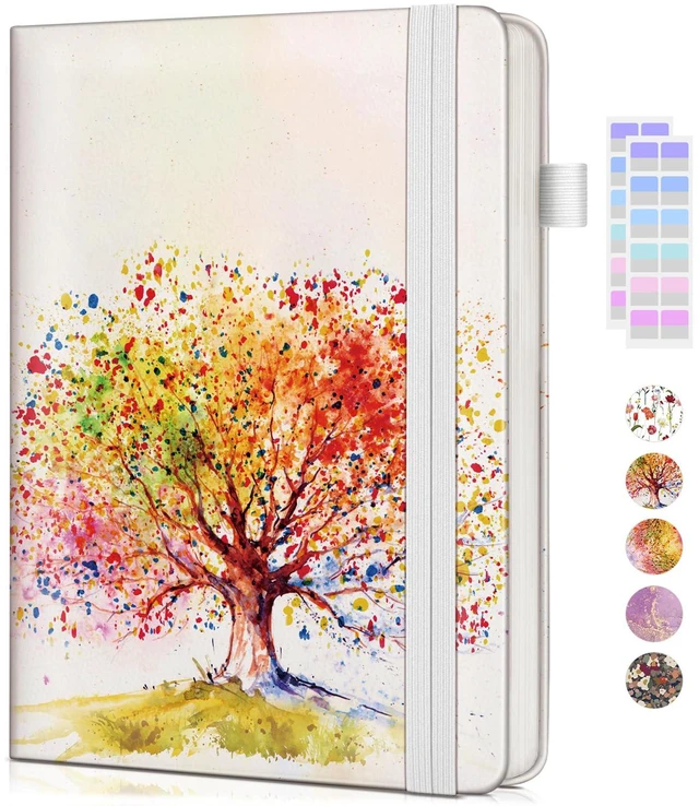 Main image of Lined Journal Notebook for Women Men, 256 Numbered Pages Hardcover Notebooks for Work, A5 Journaling Notebooks, College Ruled Journals for Writing Business School 5.75" x 8.38" Colorful Tree