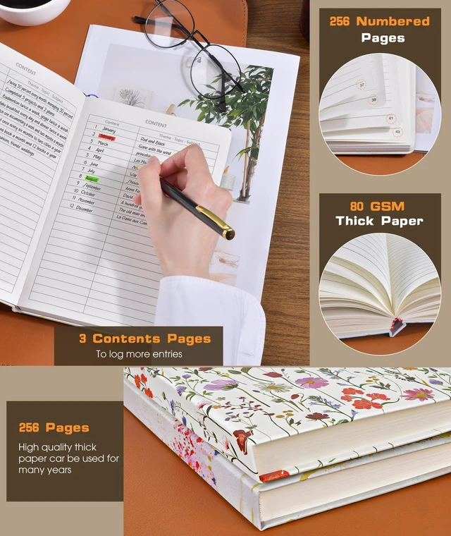 Alt view image 3 of 7 - Lined Journal Notebook for Women Men, 256 Numbered Pages Hardcover Notebooks for Work, A5 Journaling Notebooks, College Ruled Journals for Writing Business School 5.75" x 8.38" Colorful Tree