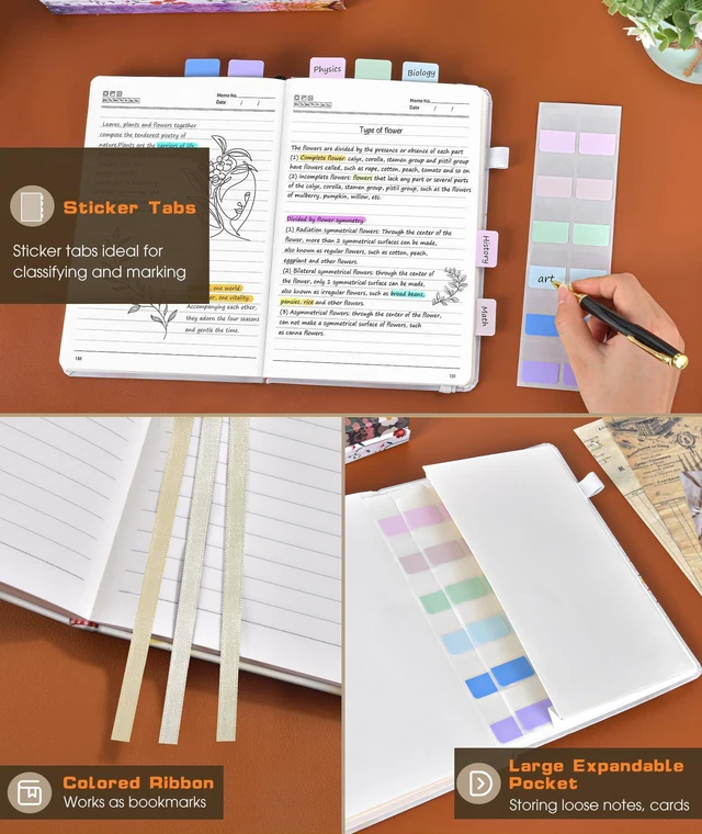 Alt view image 4 of 7 - Lined Journal Notebook for Women Men, 256 Numbered Pages Hardcover Notebooks for Work, A5 Journaling Notebooks, College Ruled Journals for Writing Business School 5.75" x 8.38" Colorful Tree