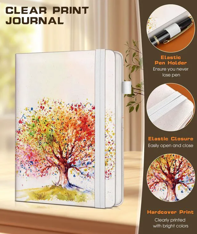 Alt view image 6 of 7 - Lined Journal Notebook for Women Men, 256 Numbered Pages Hardcover Notebooks for Work, A5 Journaling Notebooks, College Ruled Journals for Writing Business School 5.75" x 8.38" Colorful Tree
