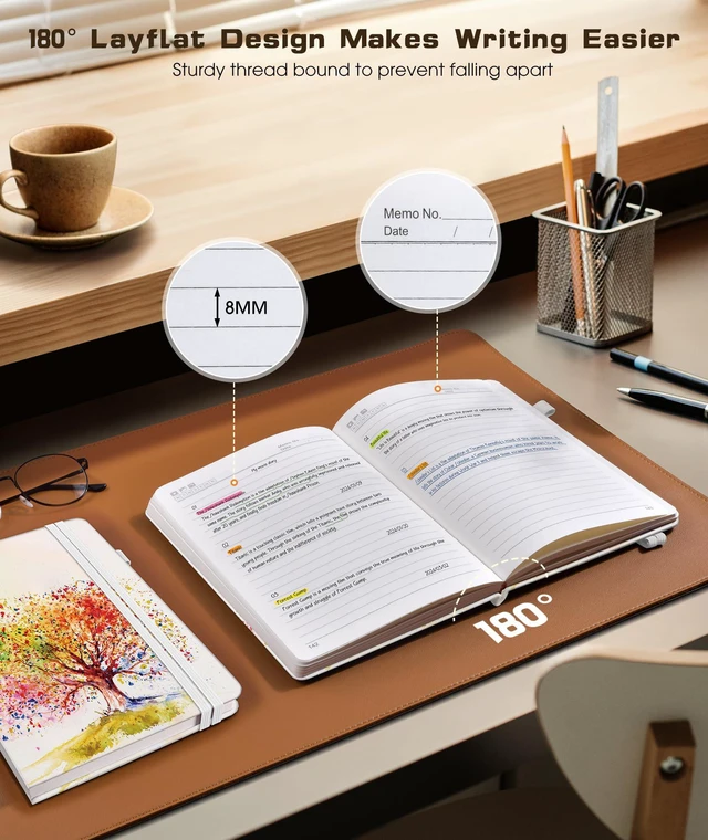 Alt view image 7 of 7 - Lined Journal Notebook for Women Men, 256 Numbered Pages Hardcover Notebooks for Work, A5 Journaling Notebooks, College Ruled Journals for Writing Business School 5.75" x 8.38" Colorful Tree