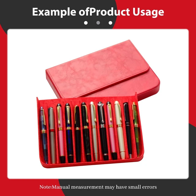 Alt view image 4 of 7 - PU Leather Fountain Pen Case, 12-Slot Pen Storage Tray(red) Large Capacity Pen Storage for Fountain Pen Collection Fountain Pen Holder for Adults, Home Office or Business Use