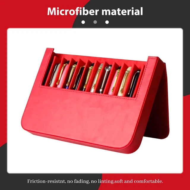 Alt view image 3 of 7 - PU Leather Fountain Pen Case, 12-Slot Pen Storage Tray(red) Large Capacity Pen Storage for Fountain Pen Collection Fountain Pen Holder for Adults, Home Office or Business Use