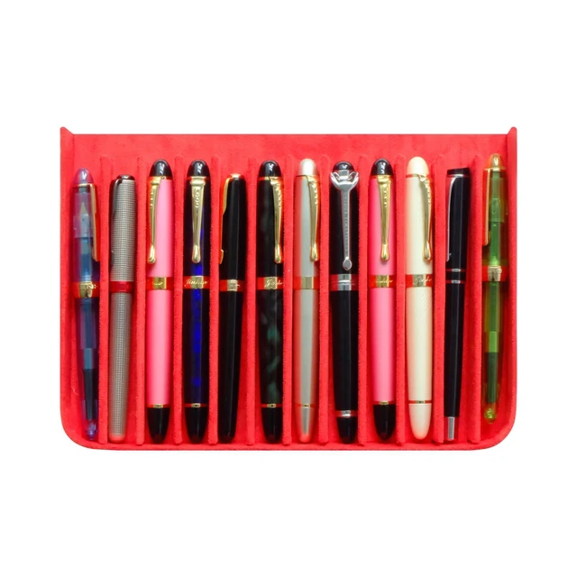 Alt view image 7 of 7 - PU Leather Fountain Pen Case, 12-Slot Pen Storage Tray(red) Large Capacity Pen Storage for Fountain Pen Collection Fountain Pen Holder for Adults, Home Office or Business Use