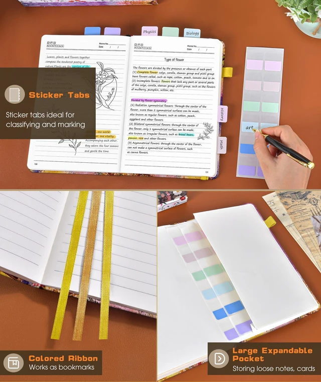 Alt view image 4 of 7 - Lined Journal Notebook for Women Men, 256 Numbered Pages Hardcover Notebooks for Work, A5 Journaling Notebooks, College Ruled Journals for Writing Business School 5.75" x 8.38" Autumn Tree
