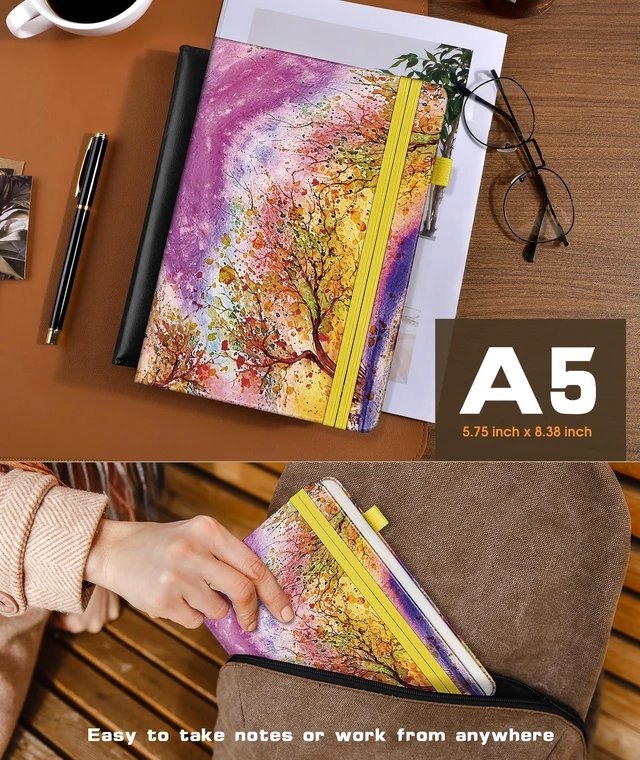 Alt view image 5 of 7 - Lined Journal Notebook for Women Men, 256 Numbered Pages Hardcover Notebooks for Work, A5 Journaling Notebooks, College Ruled Journals for Writing Business School 5.75" x 8.38" Autumn Tree