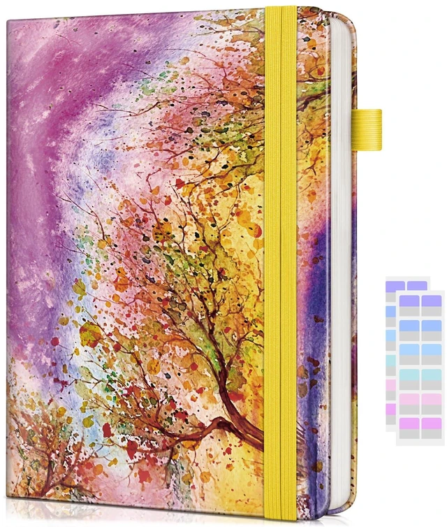 Main image of Lined Journal Notebook for Women Men, 256 Numbered Pages Hardcover Notebooks for Work, A5 Journaling Notebooks, College Ruled Journals for Writing Business School 5.75" x 8.38" Autumn Tree