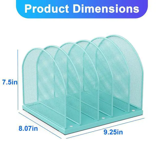 Alt view image 3 of 7 - Desktop File Organizer with 5 Compartments Desk Organizer Paper Organizer for Desk Workspace Organizers for Office Supplies (Blue)