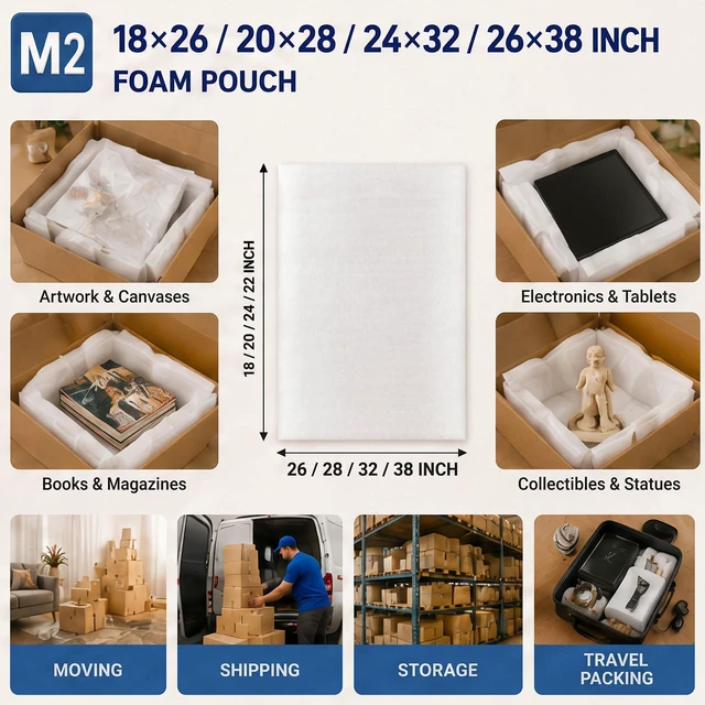 Alt view image 5 of 7 - 30 Pcs 20 x 28 Inch Packing Foam Pouches, Dish Packing Supplies for Moving Shockproof Waterproof Moisture-proof Cushion Wrap for Photo Frames Canvas Artwork, Glassware Musical Instruments Packing