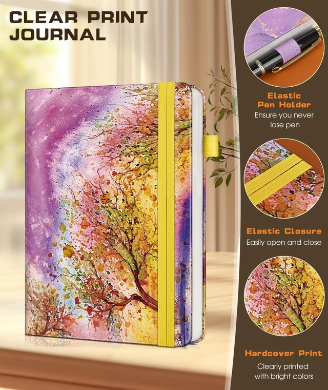Alt view image 6 of 7 - Lined Journal Notebook for Women Men, 256 Numbered Pages Hardcover Notebooks for Work, A5 Journaling Notebooks, College Ruled Journals for Writing Business School 5.75" x 8.38" Autumn Tree
