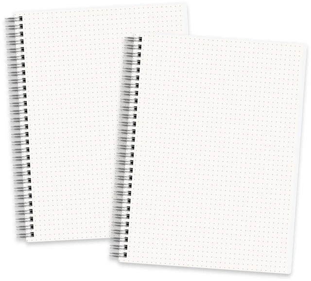 Main image of Dotted Journal Notebook, 160 Pages per Pack, B5 Size (7.6'' × 10'') 2-Pack, 100 GSM Thick Paper, Spiral-bound, Flexible Plastic Cover, for Journaling, Planning, Tracking