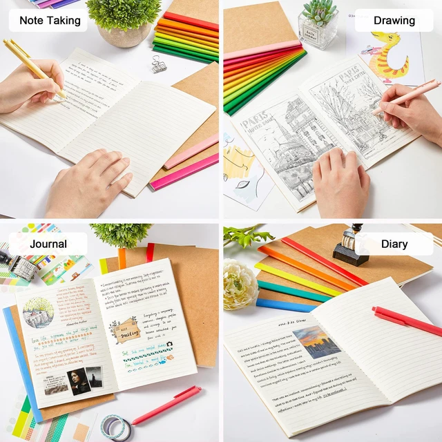 Alt view image 5 of 7 - 16 Pack Composition Notebooks Bulk, Kraft Cover Lined Blank College Ruled Composition Travel Journals with Rainbow Spines For Women Students Business, 60 Pages, 8.3x 5.5, A5, 16 Colors
