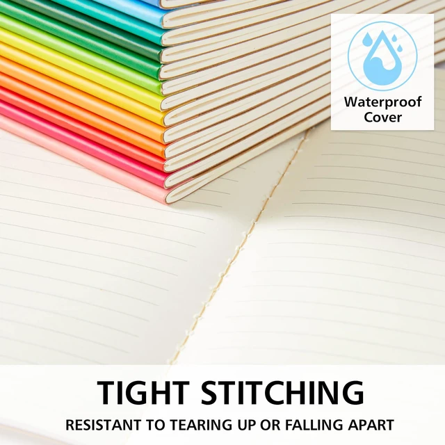 Alt view image 4 of 7 - 16 Pack Composition Notebooks Bulk, Kraft Cover Lined Blank College Ruled Composition Travel Journals with Rainbow Spines For Women Students Business, 60 Pages, 8.3x 5.5, A5, 16 Colors