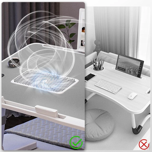 Alt view image 4 of 6 - Adjustable Laptop Lap Desk with Cooling Fan USB Light for Adults 56x32cm,Grey