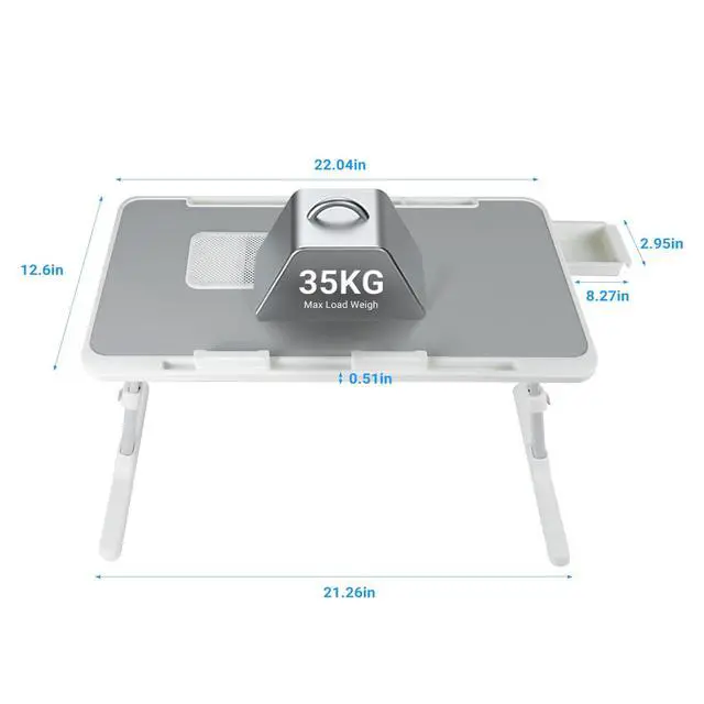 Alt view image 5 of 6 - Adjustable Laptop Lap Desk with Cooling Fan USB Light for Adults 56x32cm,Grey
