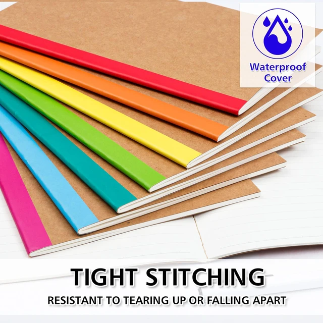 Alt view image 4 of 7 - 16 Pack Composition Notebooks Bulk, Kraft Cover Lined Blank College Ruled Composition Travel Journals with Rainbow Spines For Women Students Business, 60 Pages, 8.3x 5.5, A5, 8 Colors