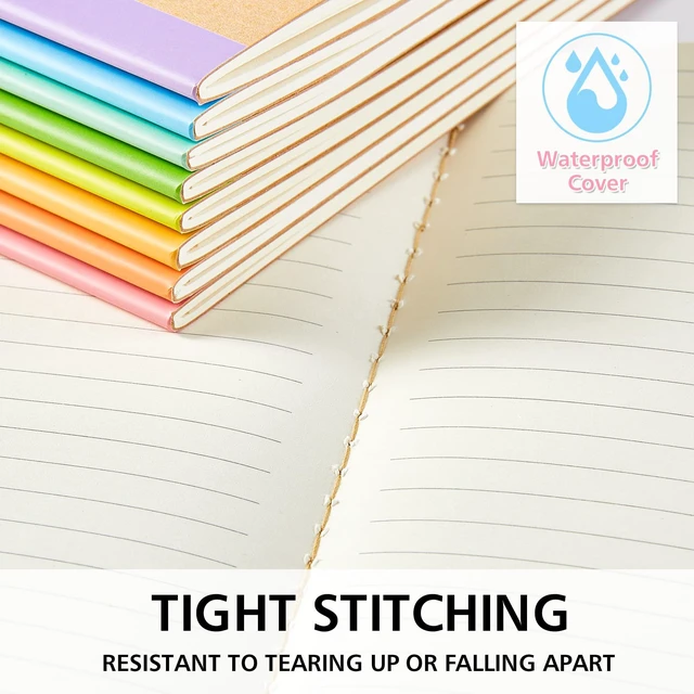 Alt view image 4 of 7 - 16 Pack Composition Notebook Bulk, Kraft Cover Lined Blank College Ruled Travel Journals with Pastel Color Spine For Women Students Office, 60 Pages, 8.3x 5.5, A5, 8 Pastel Colors