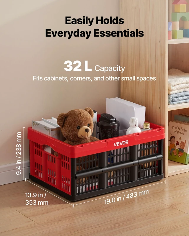 Alt view image 3 of 7 - Plastic Collapsible Storage Bins, 32L 3 Packs, Stackable Folding Storage Crates with Handles, Holds 26 lbs Per Bin, Foldable Heavy Duty Containers, Space-Saving Baskets, for Home Organizing