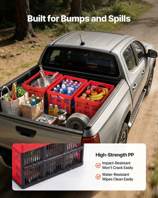Alt view image 6 of 7 - Plastic Collapsible Storage Bins, 32L 3 Packs, Stackable Folding Storage Crates with Handles, Holds 26 lbs Per Bin, Foldable Heavy Duty Containers, Space-Saving Baskets, for Home Organizing