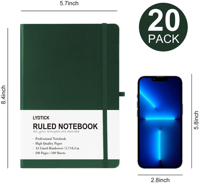 Alt view image 2 of 7 - 20 Pack Journals for Writing College Ruled Notebooks Journal in Bulk, Hardcover Notebooks (200Pages) for Note Talking, Lined Bullet Journals for Home School Office, 5.7"x8.4", Dark Green
