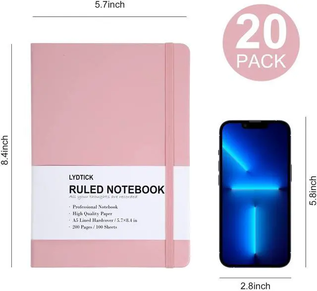 Alt view image 2 of 7 - 20 Pack Journals for Writing College Ruled Notebooks Journal in Bulk, Hardcover Notebooks (200Pages) for Note Talking, Lined Bullet Journals for Home School Office, 5.7"x8.4", Pink