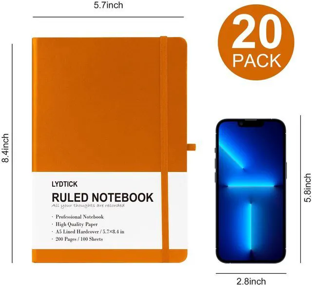 Alt view image 2 of 7 - 20 Pack Journals for Writing College Ruled Notebooks Journal in Bulk, Hardcover Notebooks (200Pages) for Note Talking, Lined Bullet Journals for Home School Office, 5.7"x8.4", Orange