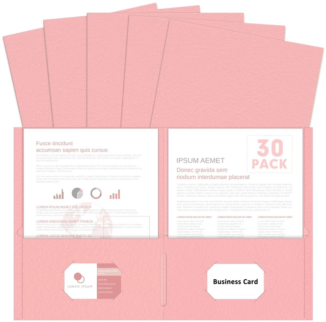 Main image of Two Pocket Folders, Paper Folders with Pockets, 30 Pack, Pink 2 Pocket Folders Fit Letter Size Paper, Paper File Folder for School Office Home Business