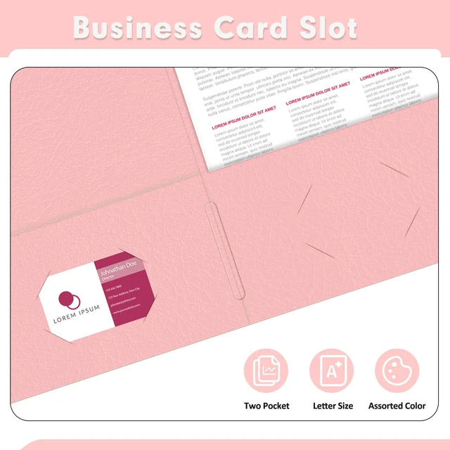 Alt view image 5 of 7 - Two Pocket Folders, Paper Folders with Pockets, 50 Pack, Pink 2 Pocket Folders Fit Letter Size Paper, Paper File Folder for School Office Home Business