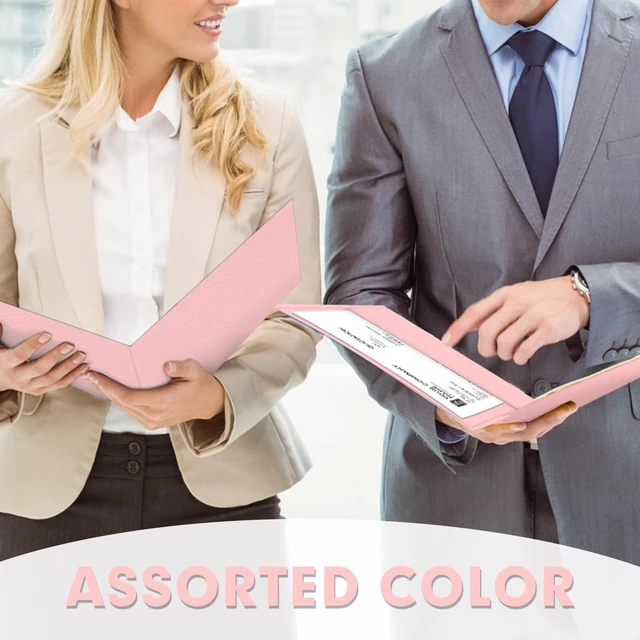 Alt view image 6 of 7 - Two Pocket Folders, Paper Folders with Pockets, 50 Pack, Pink 2 Pocket Folders Fit Letter Size Paper, Paper File Folder for School Office Home Business