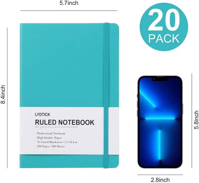 Alt view image 2 of 7 - 20 Pack Journals for Writing College Ruled Notebooks Journal in Bulk, Hardcover Notebooks (200Pages) for Note Talking, Lined Bullet Journals for Home School Office, 5.7"x8.4", Emerald