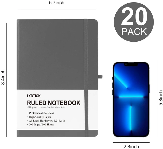 Alt view image 2 of 7 - 20 Pack Journals for Writing College Ruled Notebooks Journal in Bulk, Hardcover Notebooks (200Pages) for Note Talking, Lined Bullet Journals for Home School Office, 5.7"x8.4", Grey