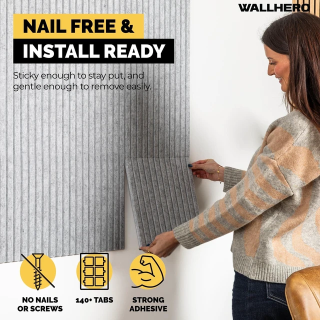 Alt view image 2 of 6 - Office Cork Board, 59"x36" | 15 Pack | Felt Tiles for Wall, Tac Board, Large Felt Board, Wall Protector for Dart Board, (Gray Marble Slats)