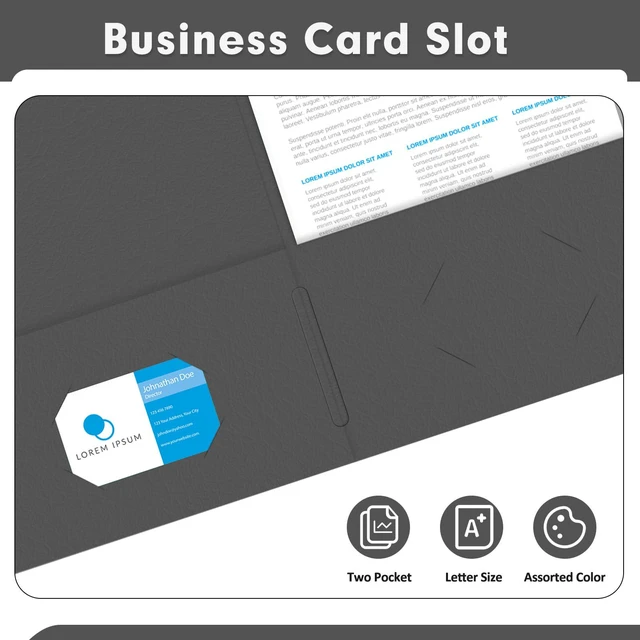 Alt view image 5 of 7 - Two Pocket Folders, Paper Folders with Pockets, 50 Pack, Black 2 Pocket Folders Fit Letter Size Paper, Paper File Folder for School Office Home Business
