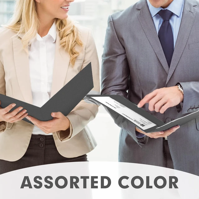 Alt view image 6 of 7 - Two Pocket Folders, Paper Folders with Pockets, 50 Pack, Black 2 Pocket Folders Fit Letter Size Paper, Paper File Folder for School Office Home Business
