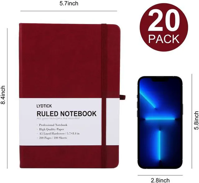 Alt view image 2 of 7 - 20 Pack Journals for Writing College Ruled Notebooks Journal in Bulk, Hardcover Notebooks (200Pages) for Note Talking, Lined Bullet Journals for Home School Office, 5.7"x8.4", Red