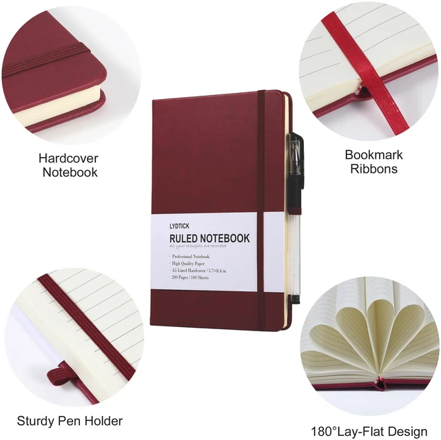 Alt view image 3 of 7 - 20 Pack Journals for Writing College Ruled Notebooks Journal in Bulk, Hardcover Notebooks (200Pages) for Note Talking, Lined Bullet Journals for Home School Office, 5.7"x8.4", Red