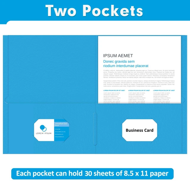 Alt view image 4 of 7 - Two Pocket Folders, Paper Folders with Pockets, 30 Pack, LightBlue 2 Pocket Folders Fit Letter Size Paper, Paper File Folder for School Office Home Business