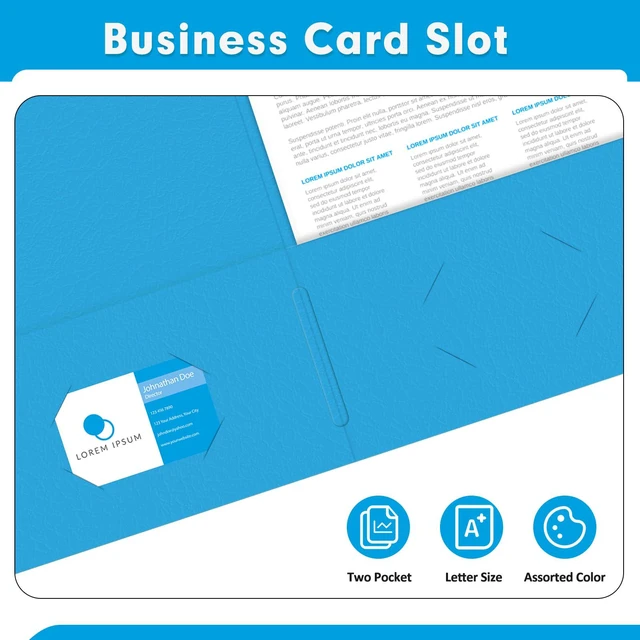 Alt view image 5 of 7 - Two Pocket Folders, Paper Folders with Pockets, 30 Pack, LightBlue 2 Pocket Folders Fit Letter Size Paper, Paper File Folder for School Office Home Business