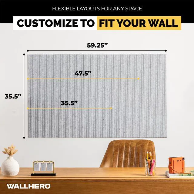 Alt view image 4 of 6 - Office Cork Board, 59"x36" | 15 Pack | Felt Tiles for Wall, Tac Board, Large Felt Board, Wall Protector for Dart Board, (Gray Marble Slats)