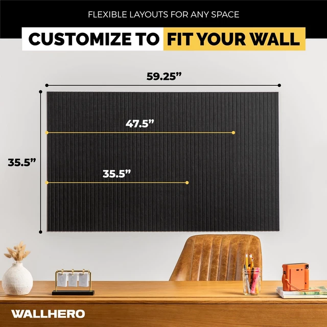 Alt view image 4 of 6 - Large Bulletin Board, Tack Board, 59"x36" | 15 Pack | Wall Pin Board, Cork Board Alternative for Walls, Tablero de Corcho para Pared, Cord Board for Wall (Black Slats)