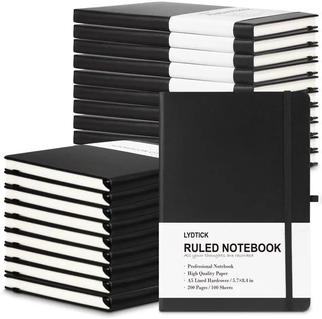 Main image of 20 Pack Journals for Writing College Ruled Notebooks Journal in Bulk, Hardcover Notebooks (200Pages) for Note Talking, Lined Bullet Journals for Home School Office, 5.7"x8.4", Black