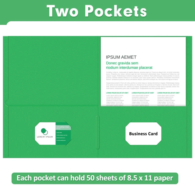Alt view image 4 of 7 - Two Pocket Folders, Paper Folders with Pockets, 50 Pack, Green 2 Pocket Folders Fit Letter Size Paper, Paper File Folder for School Office Home Business