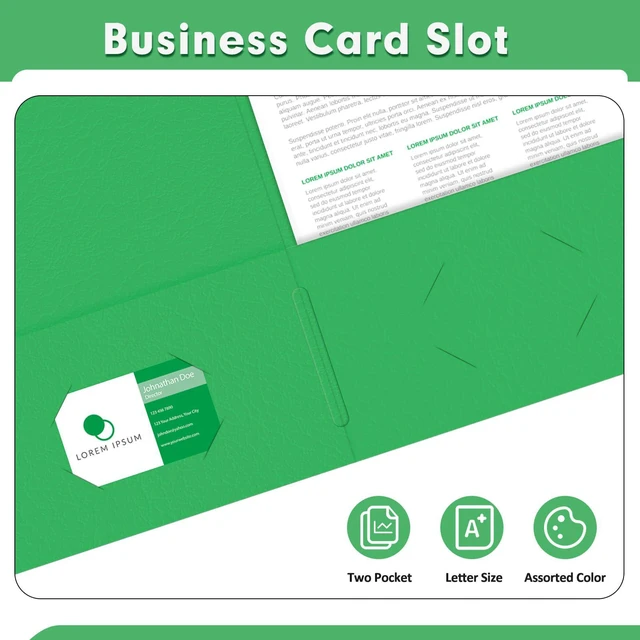 Alt view image 5 of 7 - Two Pocket Folders, Paper Folders with Pockets, 50 Pack, Green 2 Pocket Folders Fit Letter Size Paper, Paper File Folder for School Office Home Business