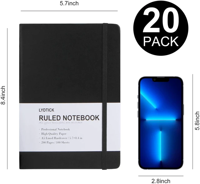 Alt view image 2 of 6 - 20 Pack Journals for Writing College Ruled Notebooks Journal in Bulk, Hardcover Notebooks (200Pages) for Note Talking, Lined Bullet Journals for Home School Office, 5.7"x8.4", Black