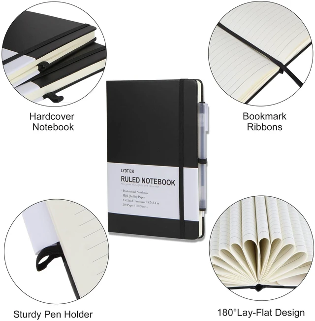 Alt view image 3 of 6 - 20 Pack Journals for Writing College Ruled Notebooks Journal in Bulk, Hardcover Notebooks (200Pages) for Note Talking, Lined Bullet Journals for Home School Office, 5.7"x8.4", Black