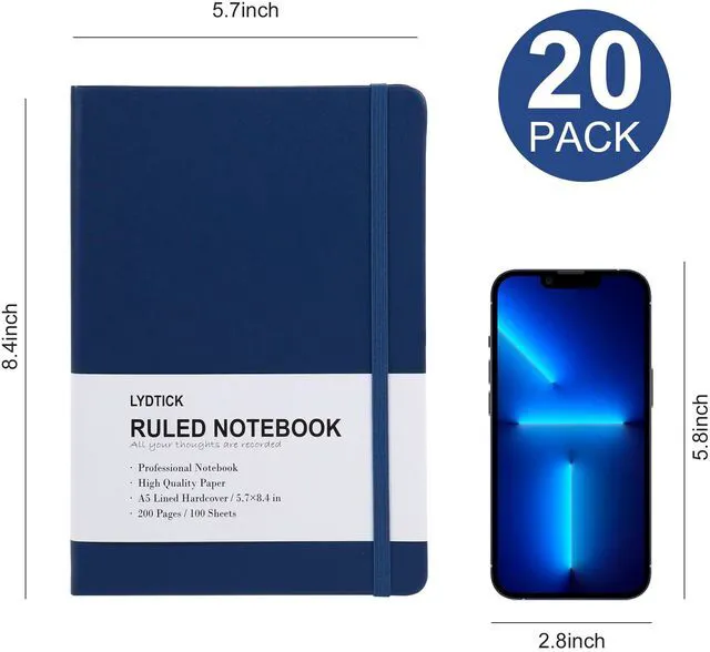 Alt view image 2 of 7 - 20 Pack Journals for Writing College Ruled Notebooks Journal in Bulk, Hardcover Notebooks (200Pages) for Note Talking, Lined Bullet Journals for Home School Office, 5.7"x8.4", Navy
