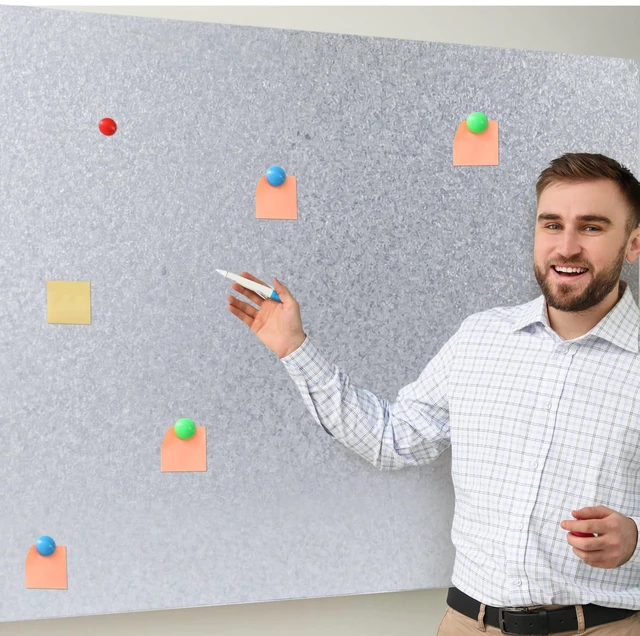 Alt view image 7 of 7 - Magnetic Board Steel, Display Magnetic, Silver, 24 x 36 Inch Magnet Bulletin Boards for Walls Notes Photos for Home, Office, Classroom, Pre Drilled with Screws and Dry Wet Erase Feature