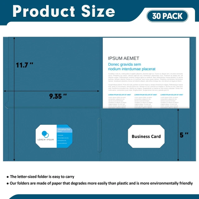 Alt view image 2 of 7 - Two Pocket Folders, Paper Folders with Pockets, 30 Pack, DarkBlue 2 Pocket Folders Fit Letter Size Paper, Paper File Folder for School Office Home Business