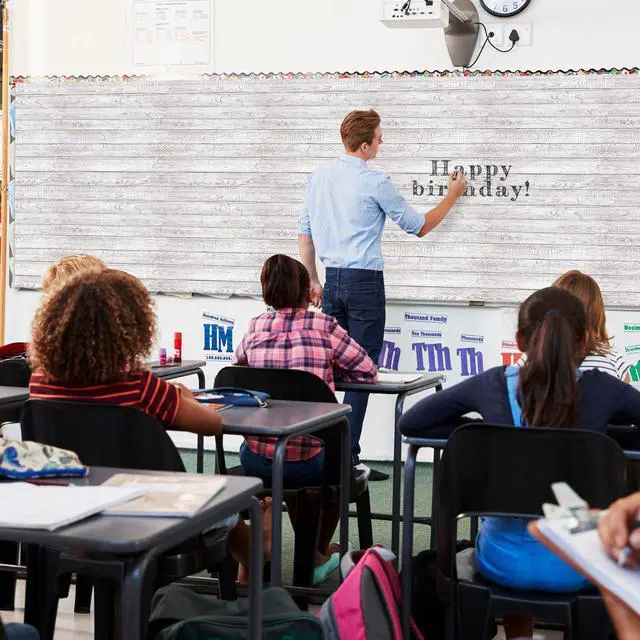 Alt view image 6 of 7 - 2 Rolls White Wood Fabric Paper Bulletin Board Roll 4 x 12 ft Non Woven Waterproof Fade Resistant, Extra Large for Display Boards, Back to School Classroom Decor, Painting Projects