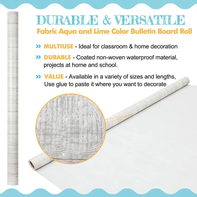 Alt view image 3 of 7 - 2 Rolls White Wood Fabric Paper Bulletin Board Roll 4 x 12 ft Non Woven Waterproof Fade Resistant, Extra Large for Display Boards, Back to School Classroom Decor, Painting Projects